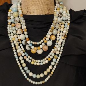 Multi-color, multi-strand beaded necklace